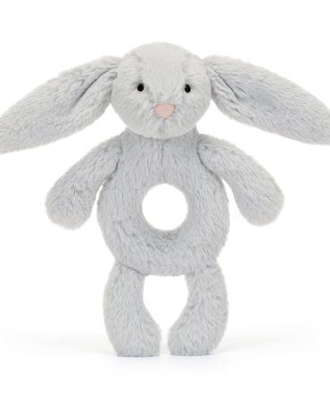 Bashful Grey Bunny Ring Rattle